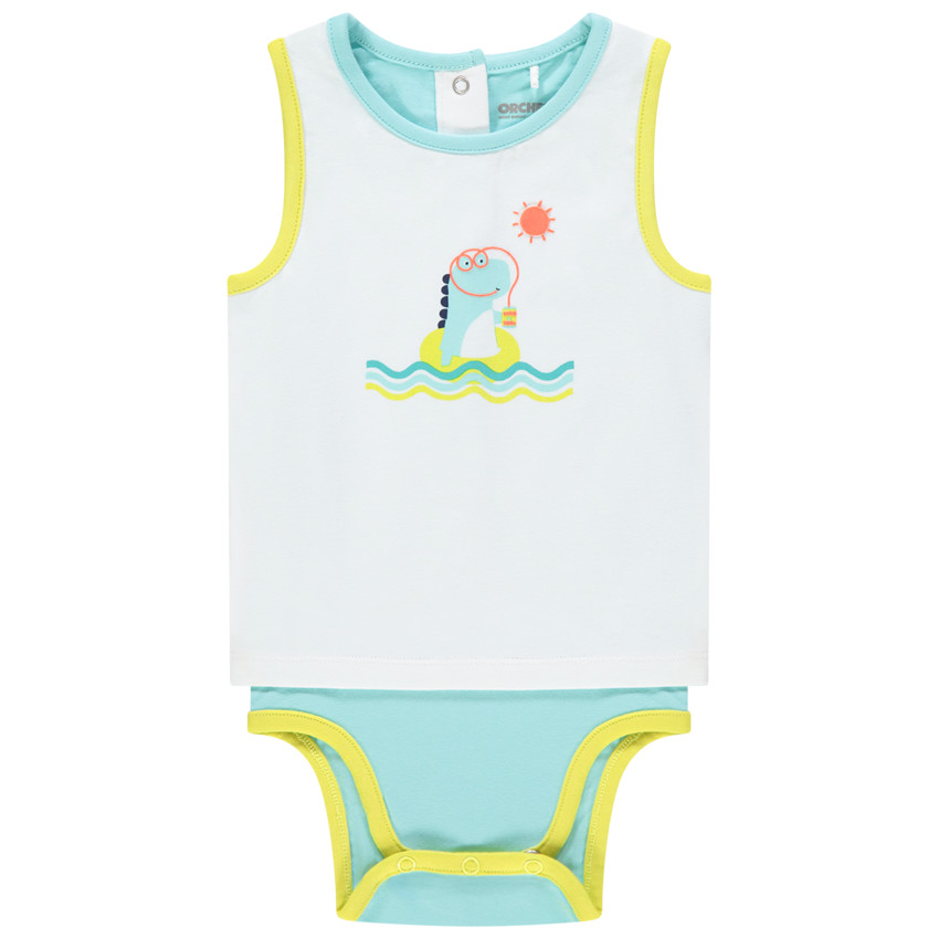 Body sans manches effet 2 en 1 pour bébé garçon print dinosaure 