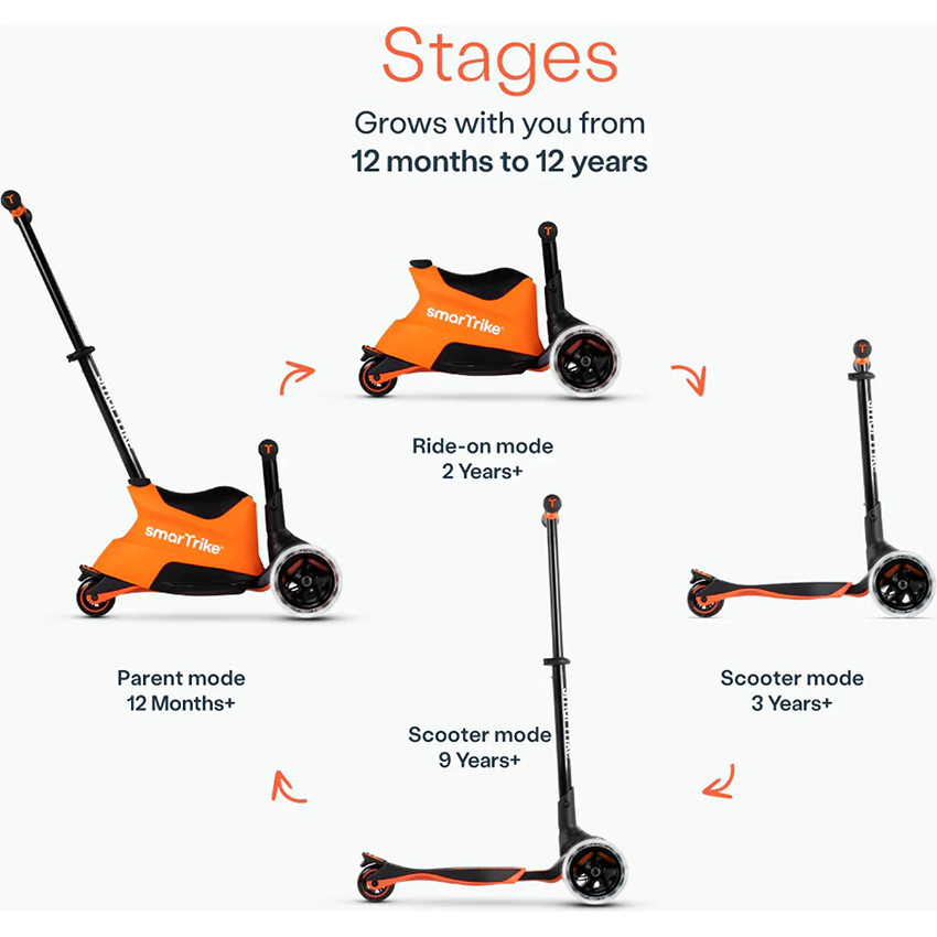 Scooter Xtend Ride On Trottinette 3-en-1 Orange 12M-12ans 