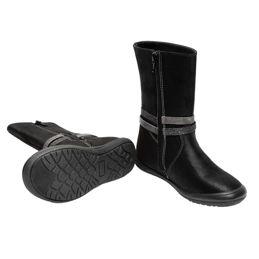 Zwarte meisjeslaarzen met glitterster 