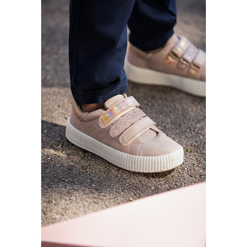 Baskets basses roses à semelle épaisse pour enfant fille 