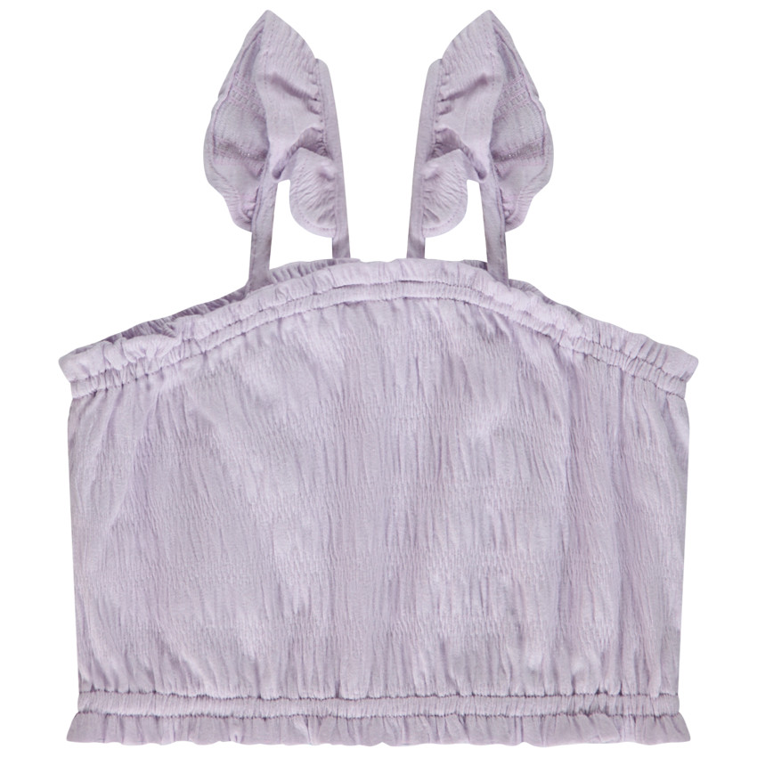 Crop top met smokwerk en ruches bretellen meisjes 