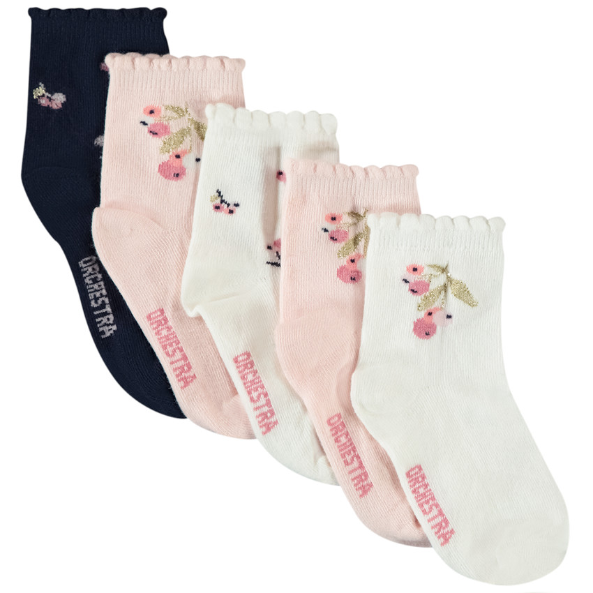 Lot de 5 paires de chaussettes motifs myrtilles fille 