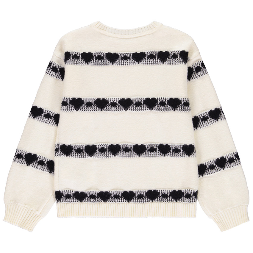 Pull oversize en tricot motif cœurs pour fille 