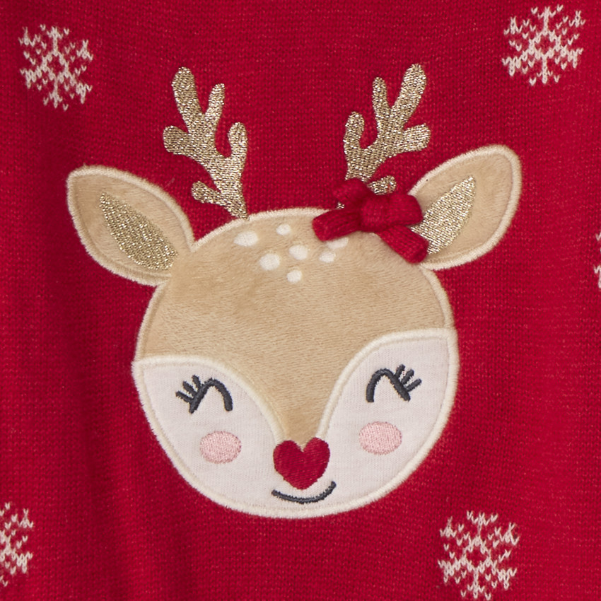 Pull de Noël en tricot jacquard doublé pour bébé fille 