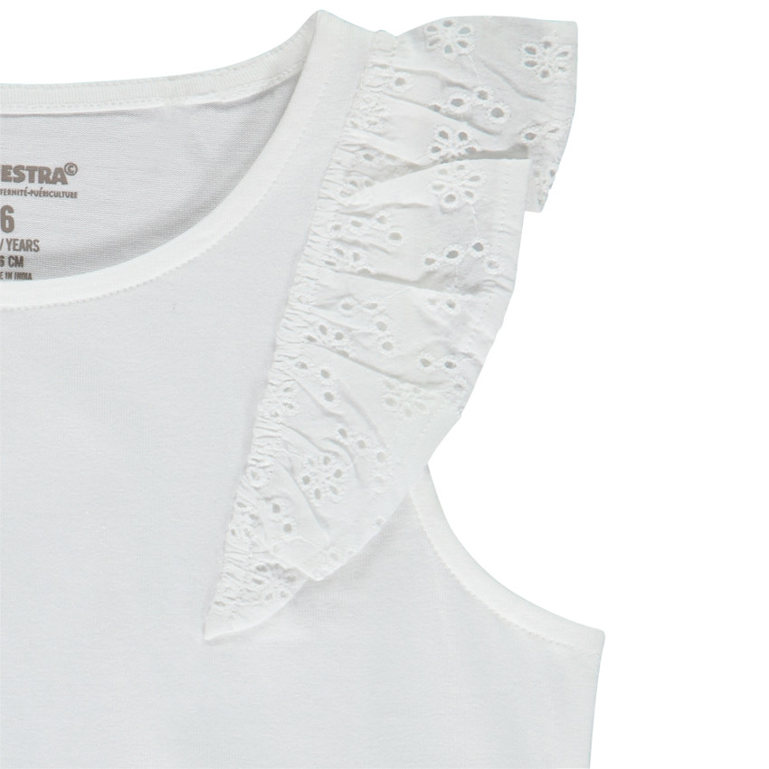 Débardeur à volants en broderie anglaise pour fille 