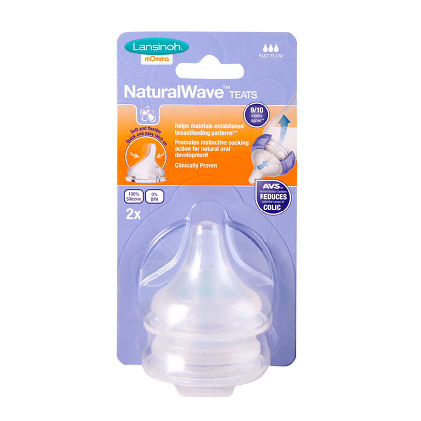 Tétine silicone NaturalWave Débit Rapide - 2 pièces 