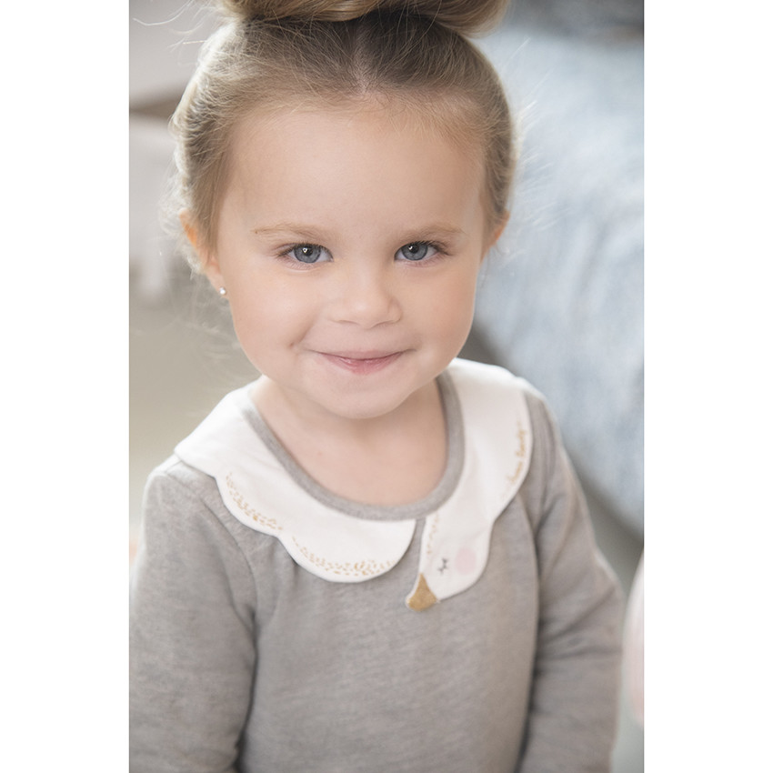 Robe manches longues effet 2 en 1 à col cygne pour bébé fille 