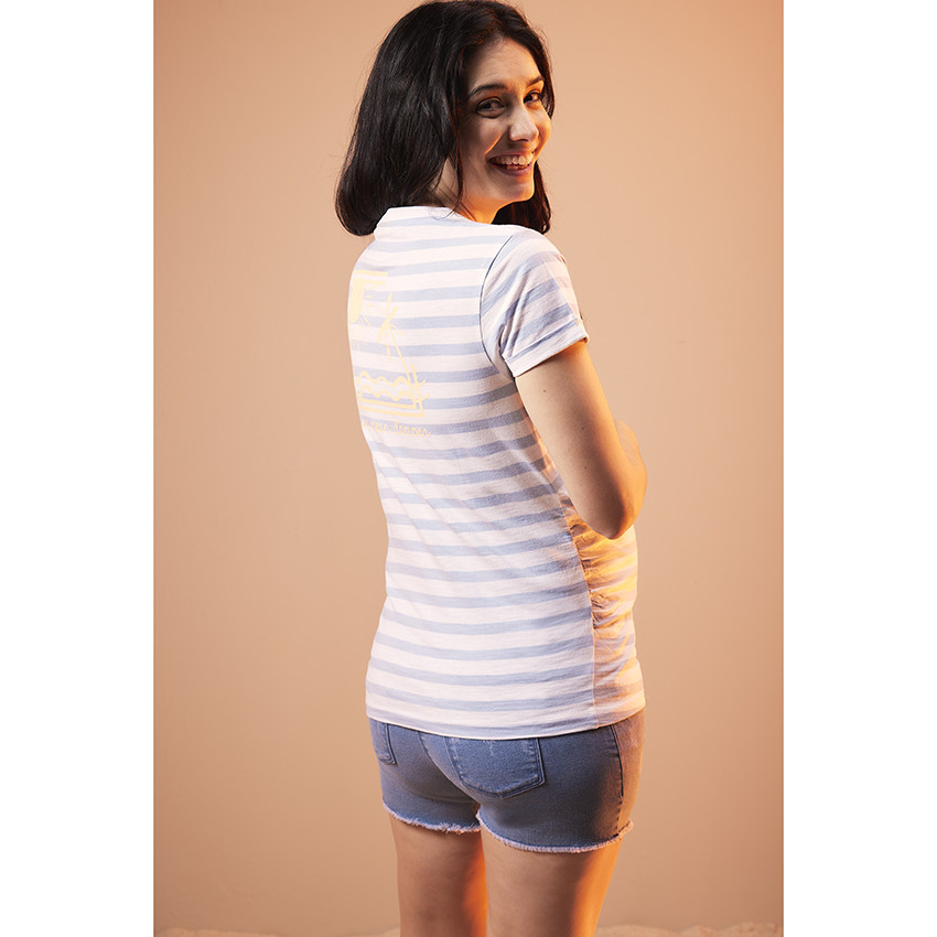 Zwangerschapsshirt met korte mouwen in jersey met strepen 