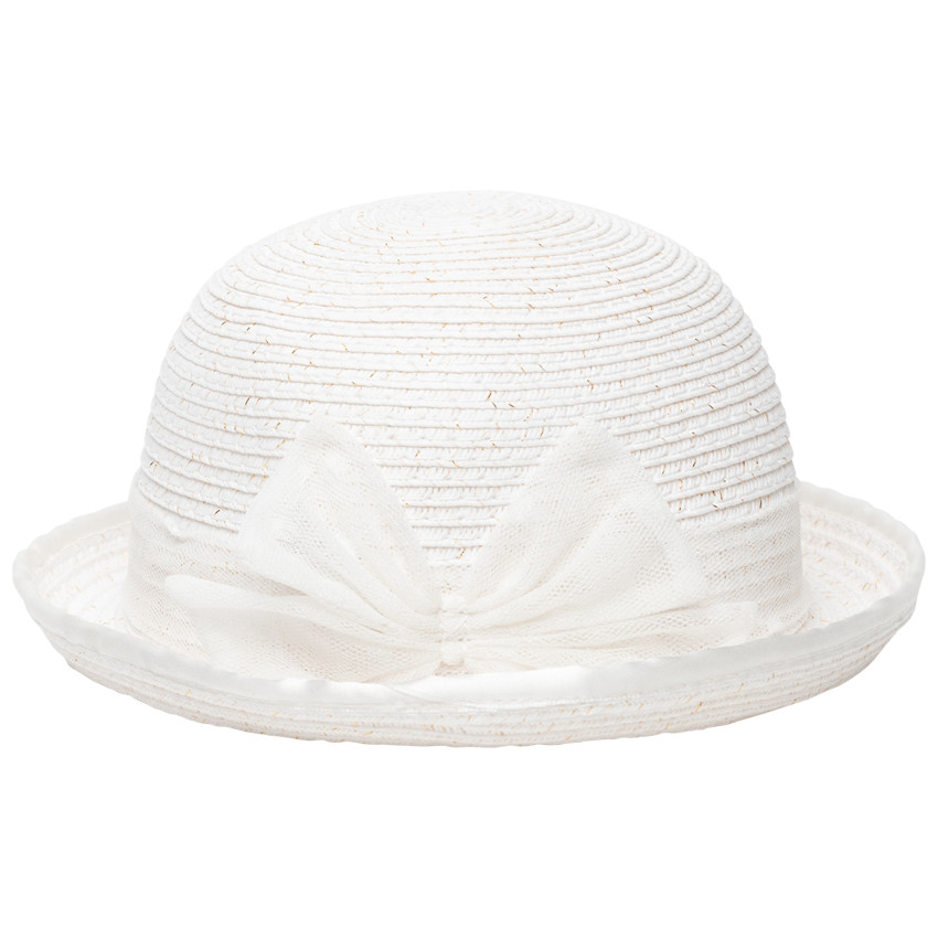 Chapeau effet paille tressée avec tulle pour bébé fille   