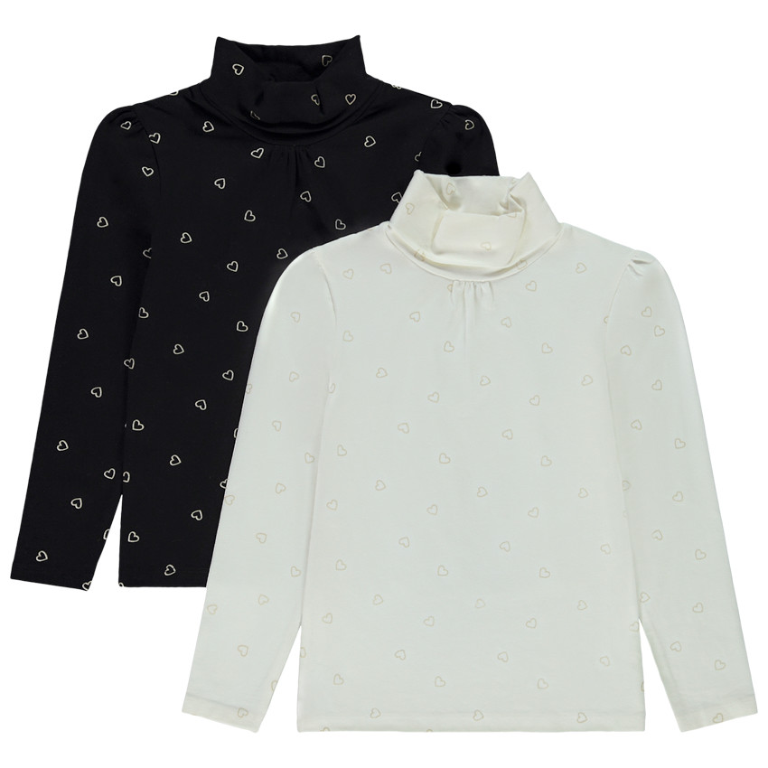 Lot de 2 sous-pulls imprimés cœurs pour fille 