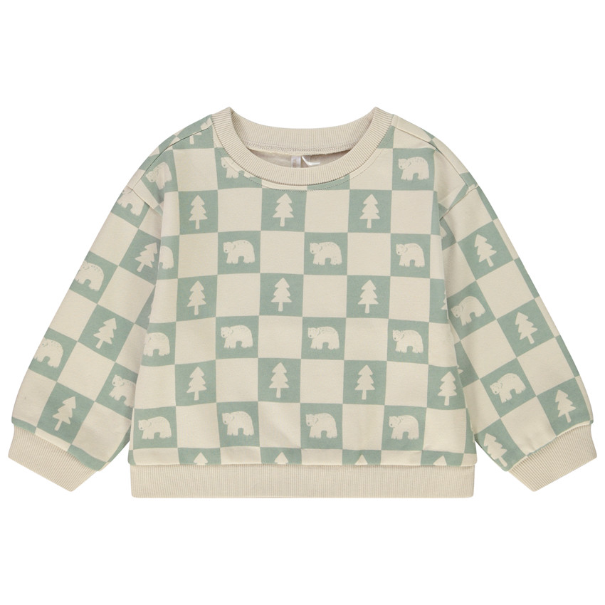 Oversize sweatshirt in fleece met ruitjesprint voor babyjongen 