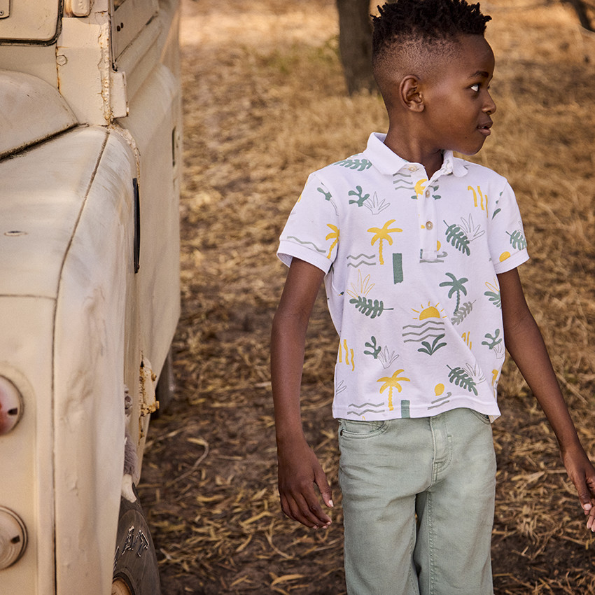 Poloshirt met korte mouwen en fantasieprint voor jongens 
