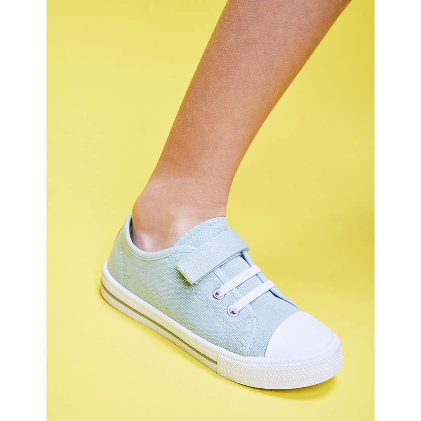 Baskets basses en toile avec lacets élastiques et velcro pour garçon 
