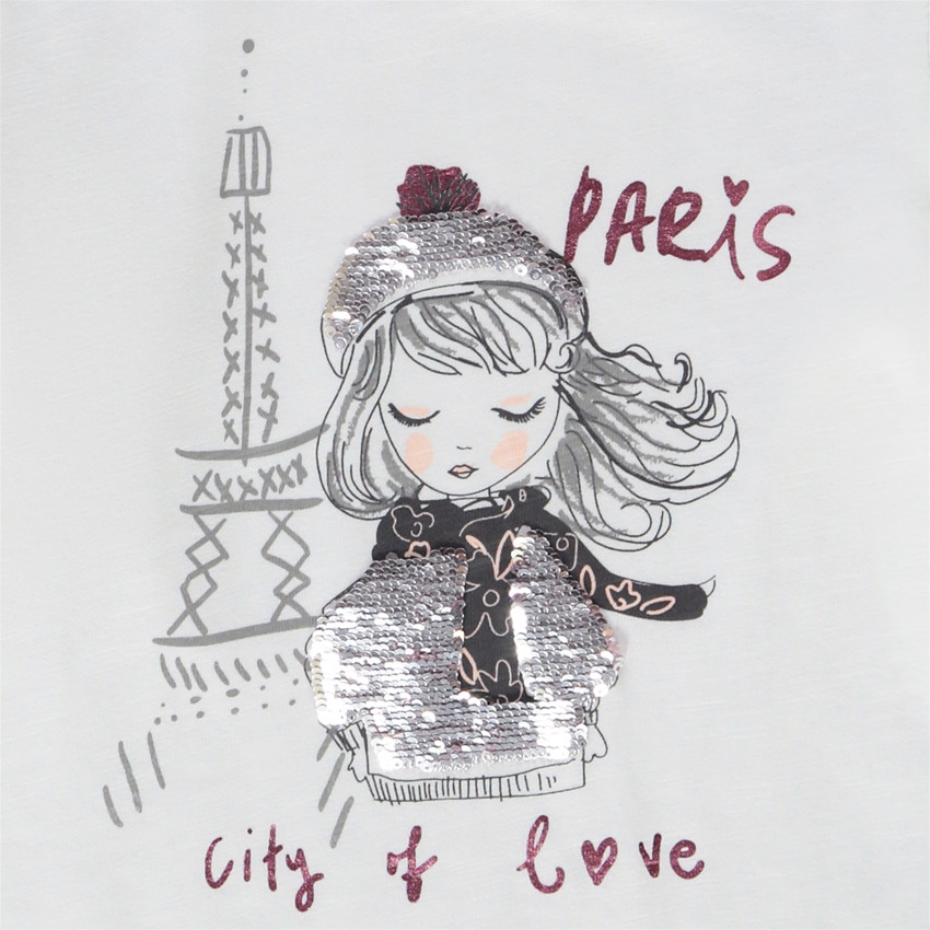 T-shirt manches longues en jersey avec sequins magiques pour fille 