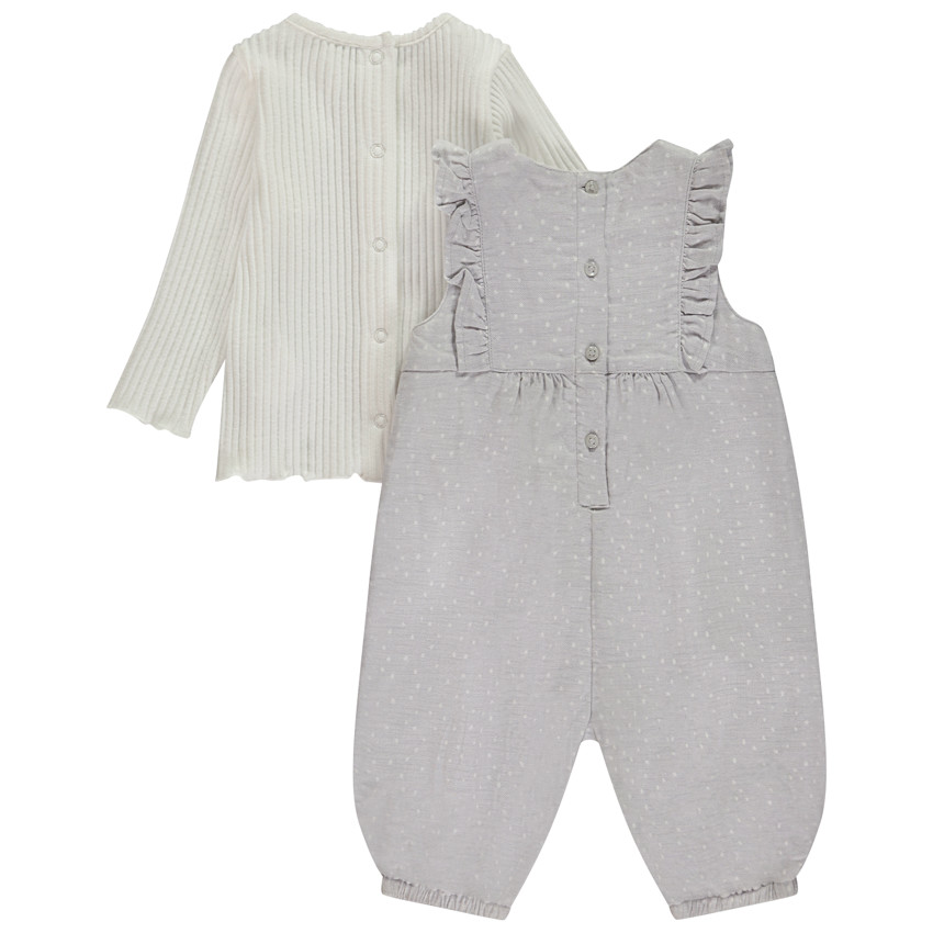 Ensemble t-shirt manches longues + salopette pour bébé fille 