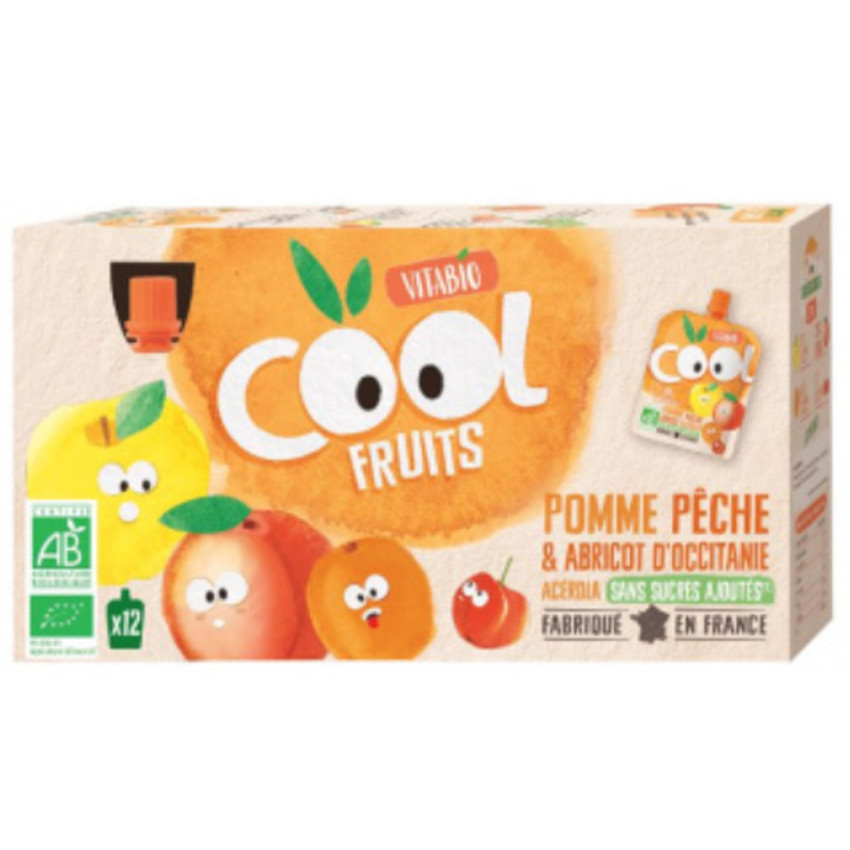 Cool Fruits Pomme Pêche Abricot 12 x 90 gr 