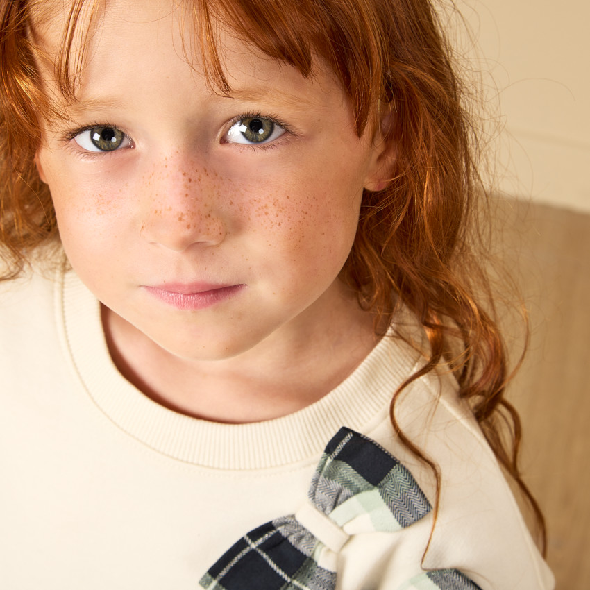 Robe effet 2 en 1 bi-matière à carreaux pour fille 