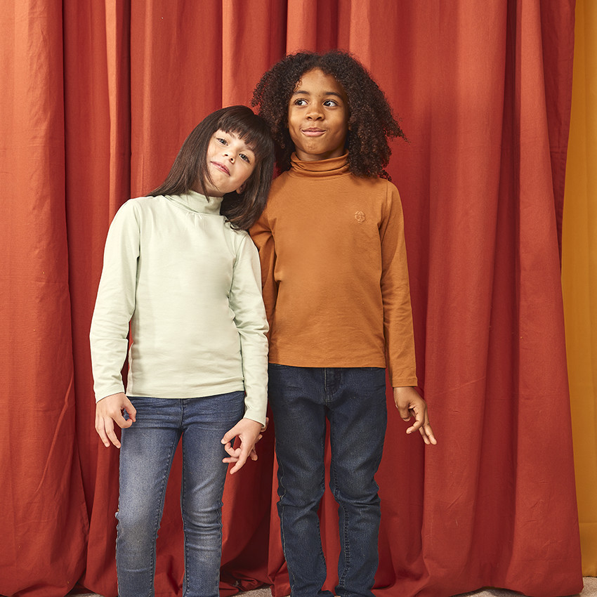 Lot de 2 sous-pulls unis à col roulé pour fille 