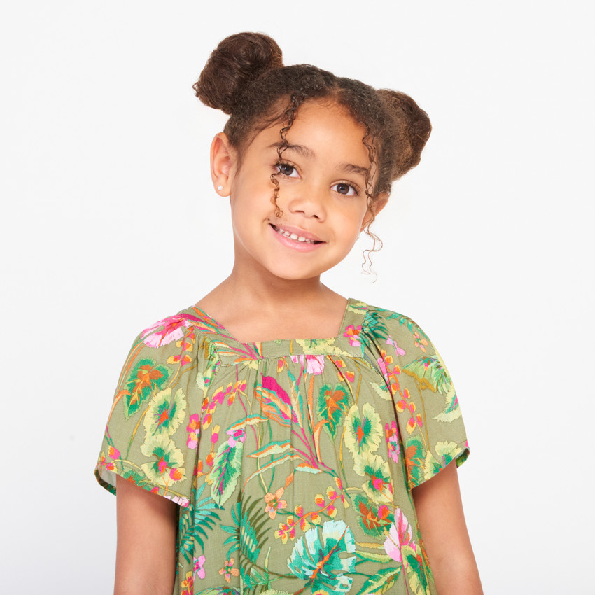 Korte mouwen jurk met jungle fantasie voor meisjes 