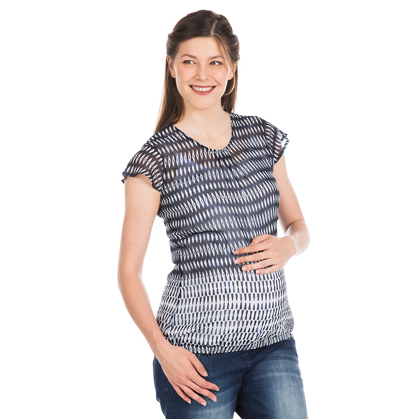 Topje korte mouwen voor tijdens de zwangerschap in voile met motif 