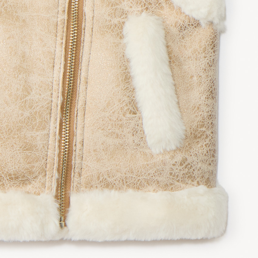Veste sans manches contrecollé effet fourrure pour fille 