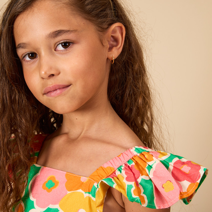 Korte mouwen jurk met bloemenprint voor meisjes 