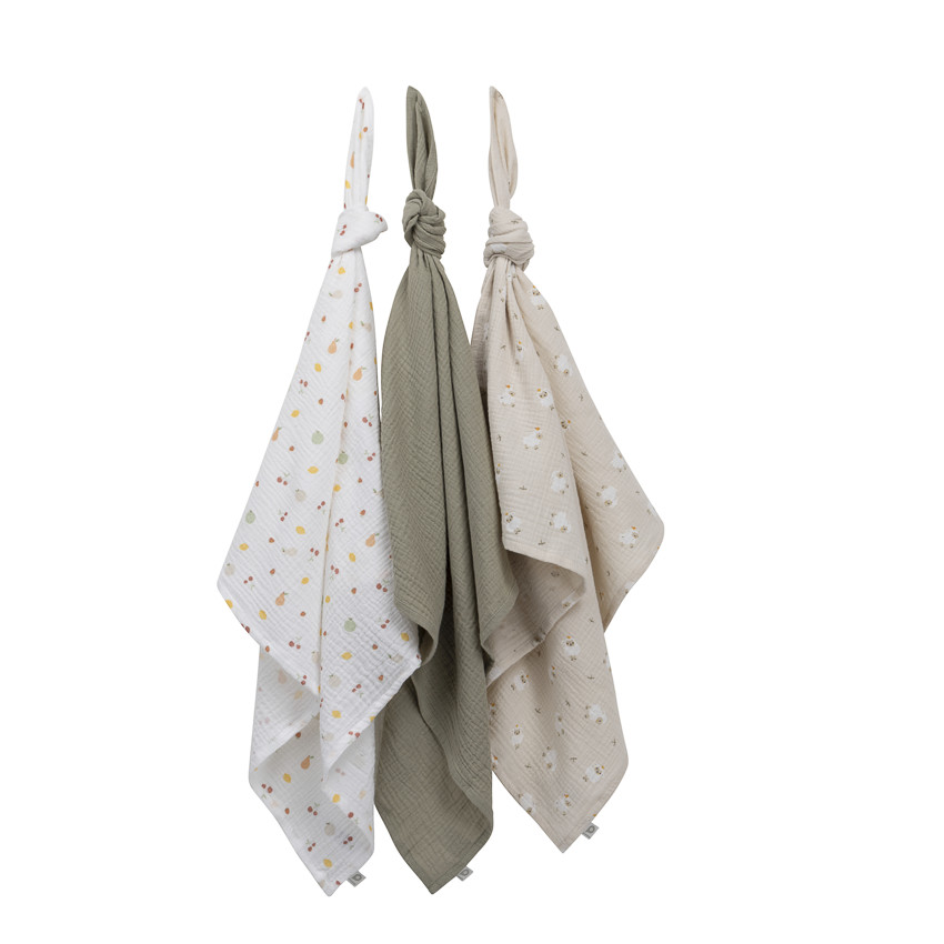 Set van 3 katoenen gaas luiers 70 x 70 cm La Vie à la Ferme 