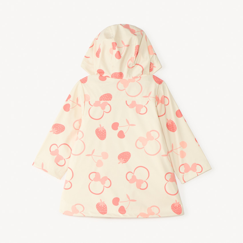 Parka met capuchon en gomme met 3D oren, bedrukt met Minnie Disney voor babymeisjes 