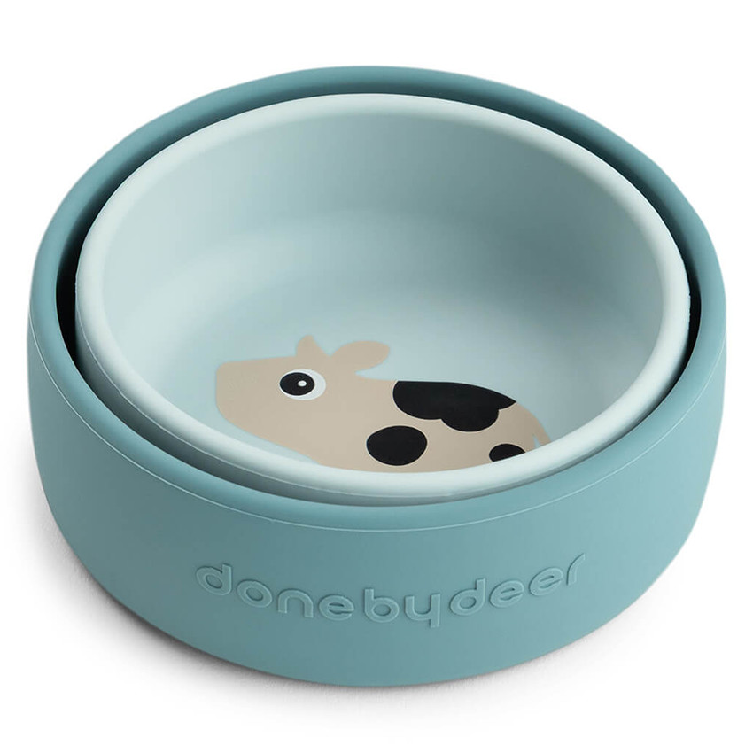 Set van 2 siliconen kommen Dotti Blauw 