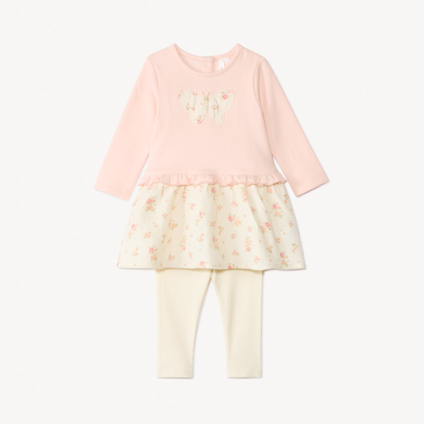 Ensemble 2 pièces robe effet 2 en 1 + caleçon pour bébé fille 