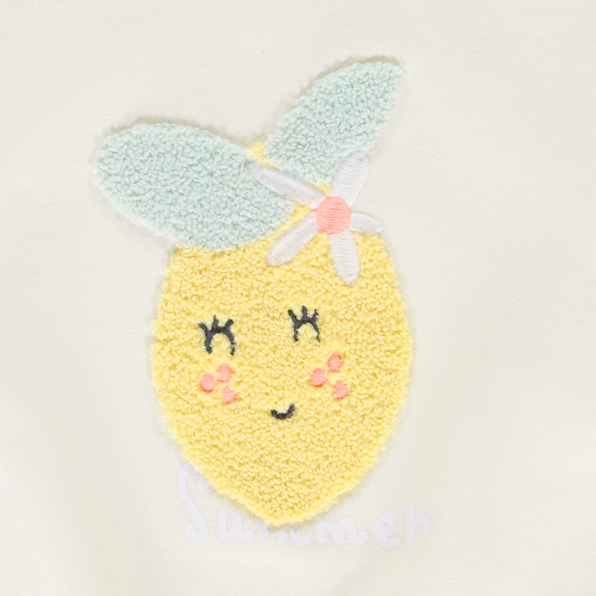 Sweatshirt in fleece met geborduurd fruit voor baby meisje 