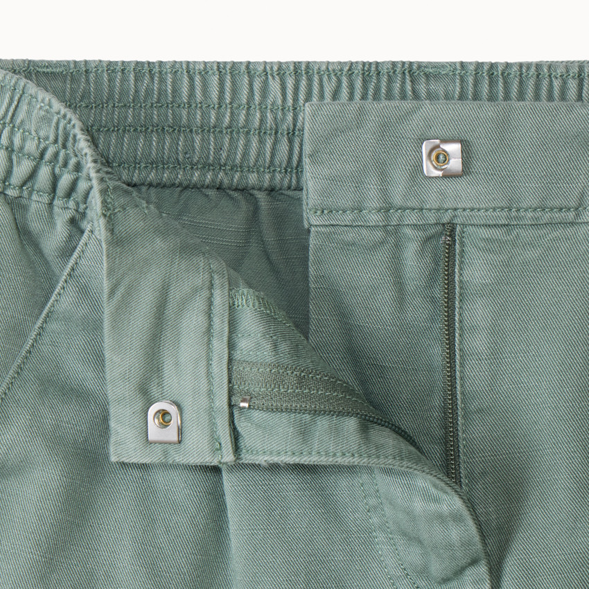 Pantalon cargo en twill uni avec ceinture pour fille 