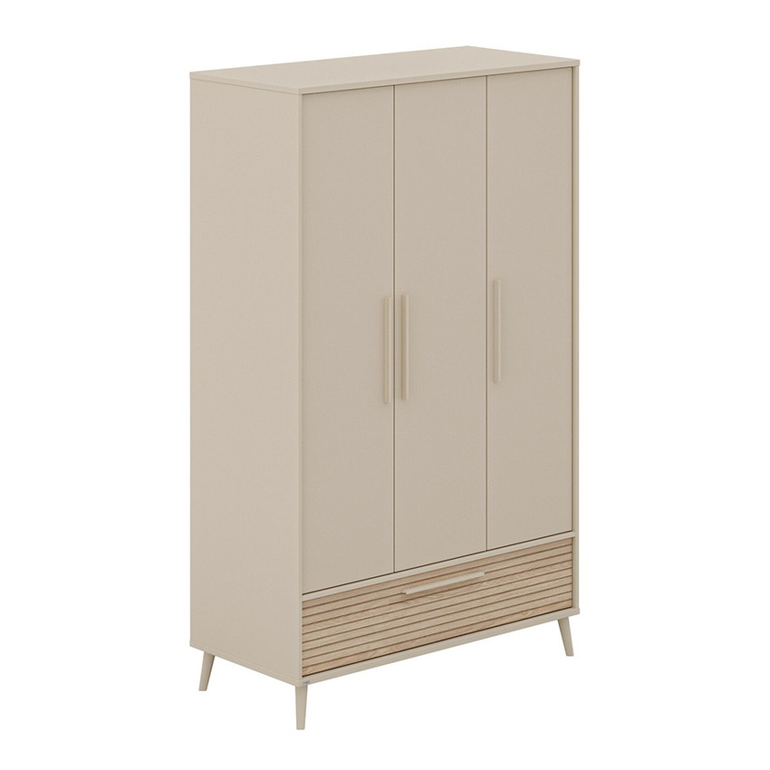 Kast met 3 deuren en 1 lade Eefje kasjmier Beige/Groovy Eikenhout 