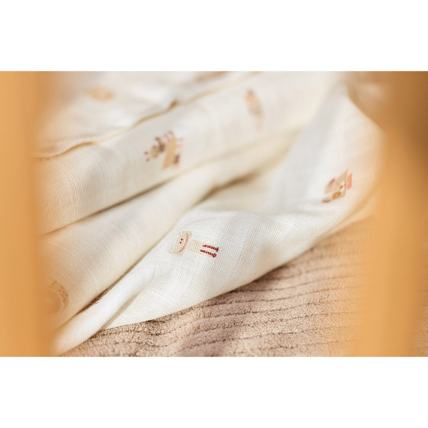 Lange tétra gaze de coton 70x70cm 3pcs Animal Friends 