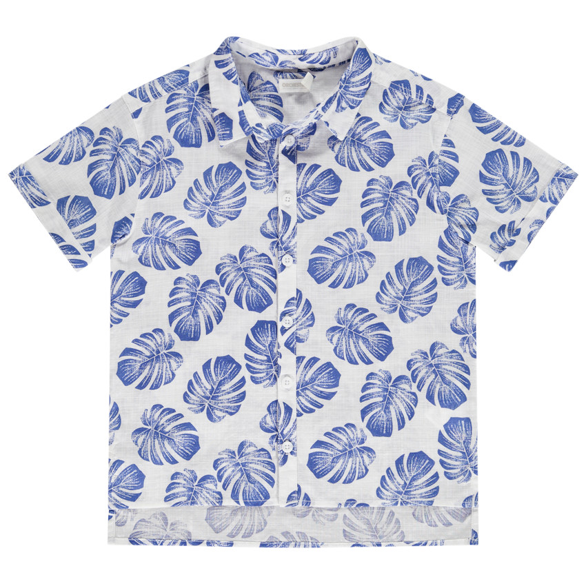 Korte mouwen overhemd met bladeren voor jongen 