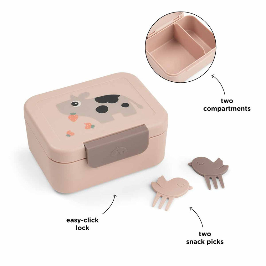 Snackbox met snackprikkers Tiny Farm Roze 