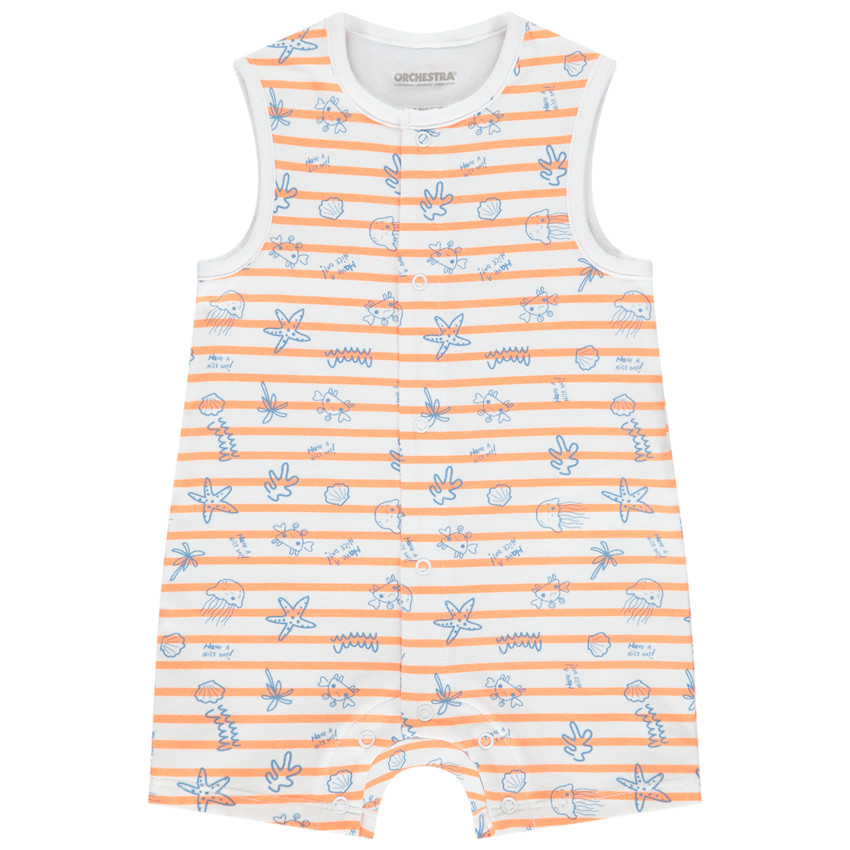 Combinaison courte à rayures et imprimée fantaisie pour bébé garçon  