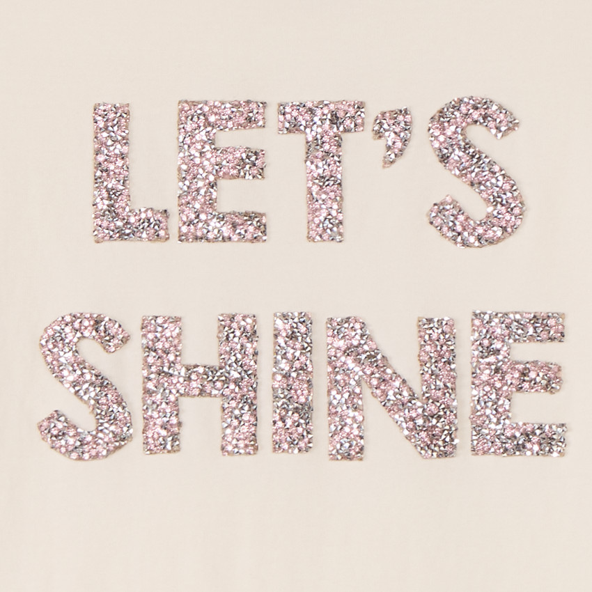 T-shirt met korte mouwen met glinsterende en strassmotieven voor meisjes. 