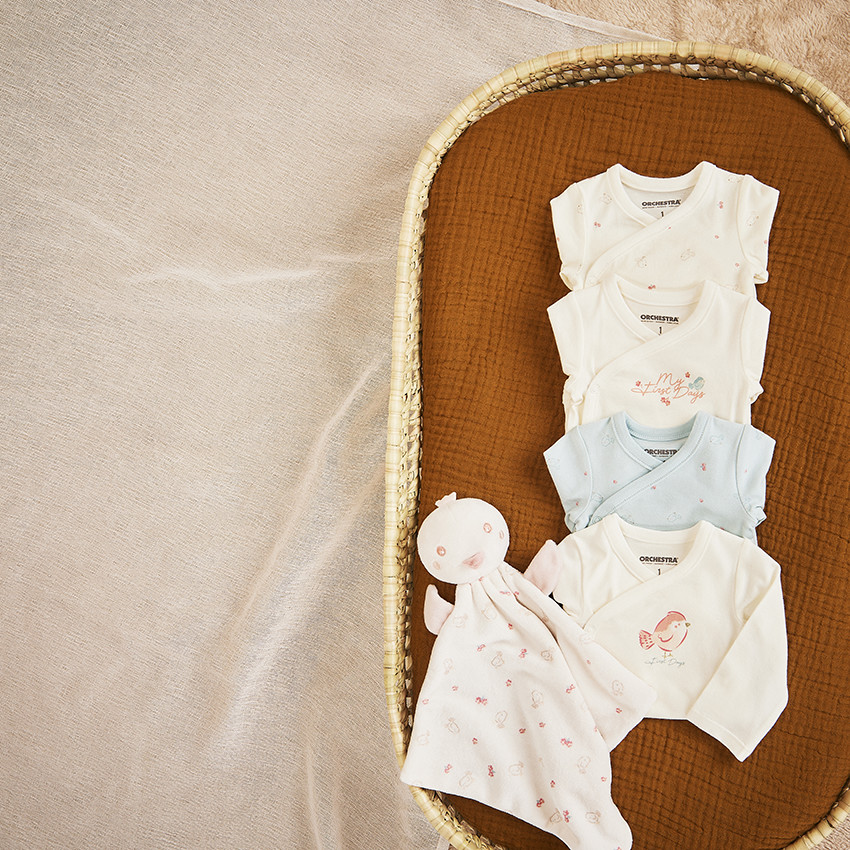 Lot de 2 bodies manches longues Oiseau pour bébé fille 