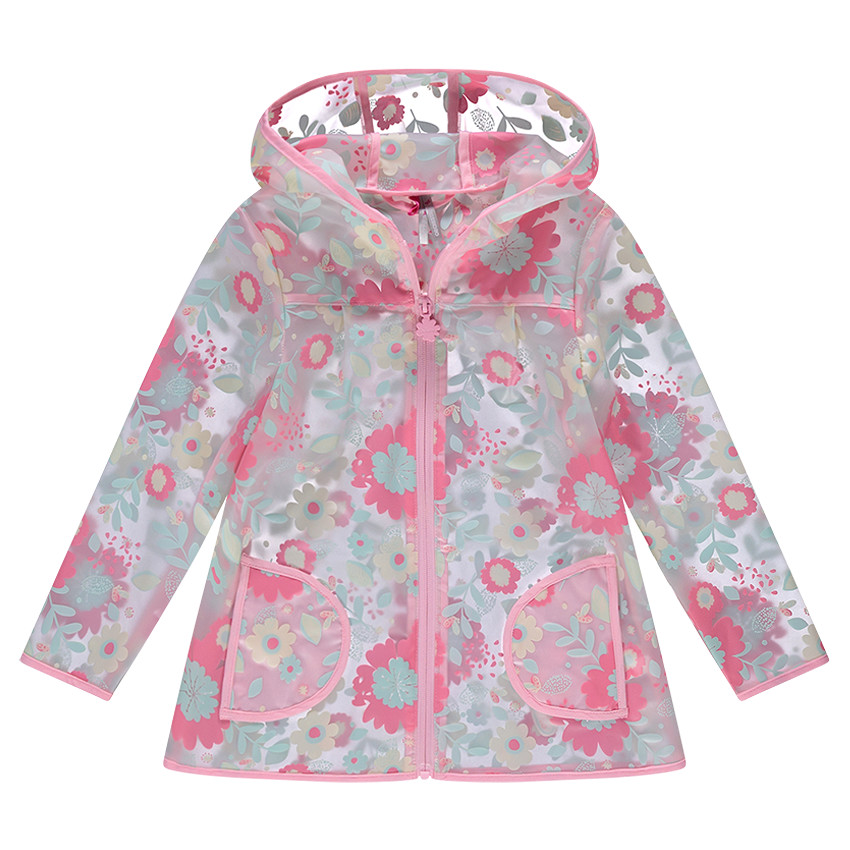 Coupe-vent à capuche et fleurs transparent 