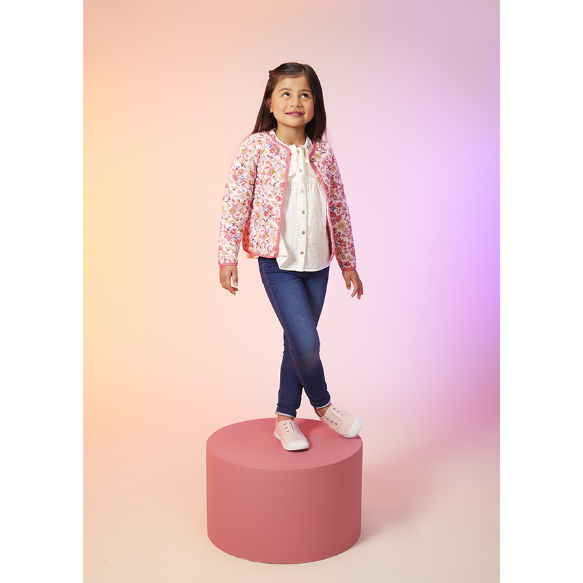 Jegging effet délavé et broderies fleurs pour fille 