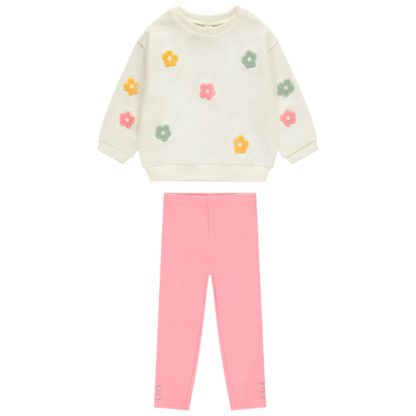 Ensemble sweat avec patch bouclettes fantaisie + caleçon pour bébé fille 