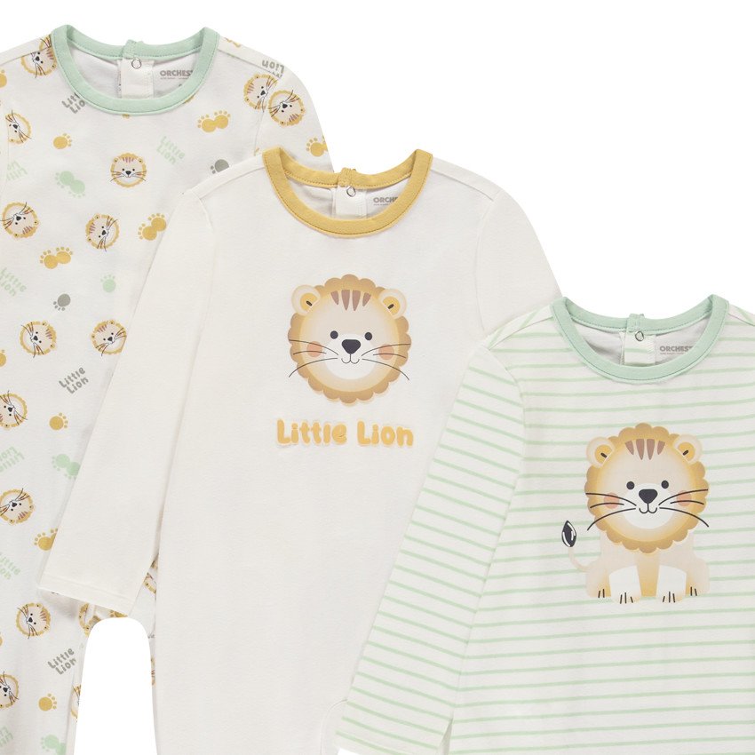 Lot de 3 dors-bien motifs lion pour bébé garçon avec ouvertures différentes selon l'âge 