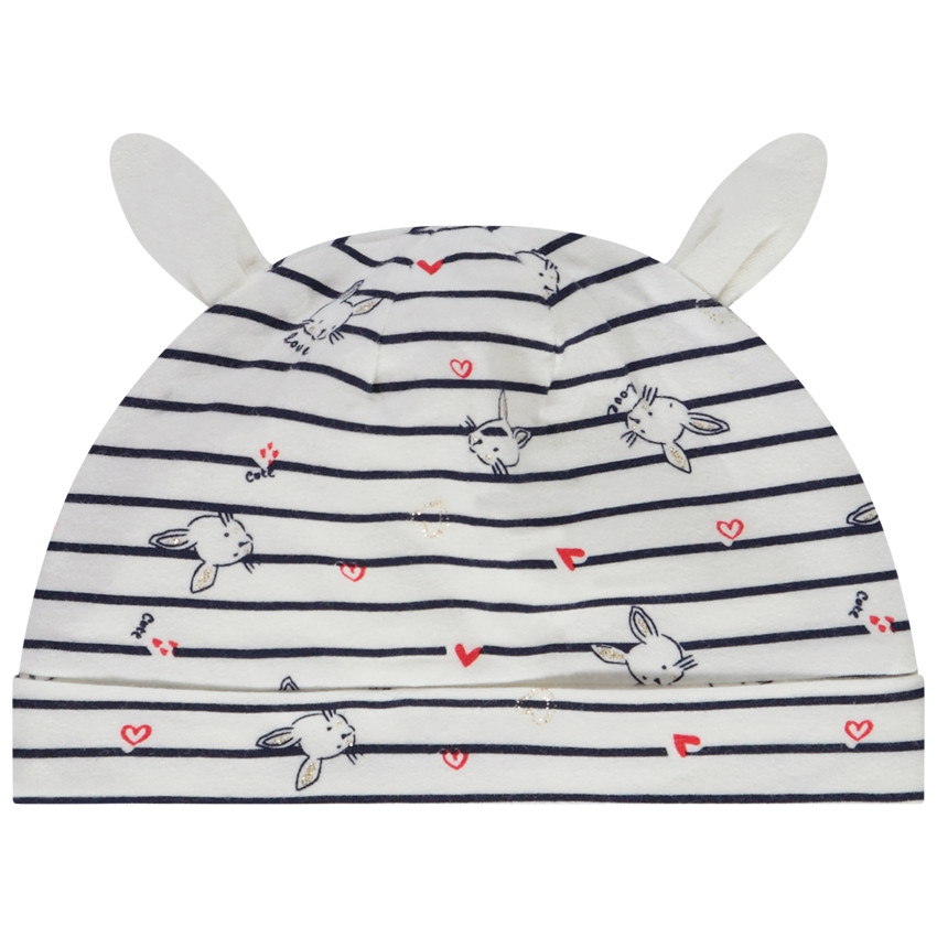 Ensemble 4 pièces à rayures et lapins pour bébé fille 