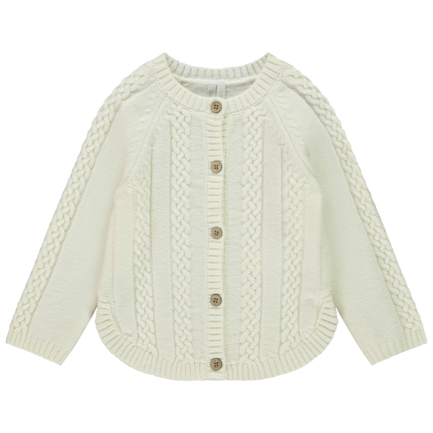 Gilet en tricot torsadé fantaisie forme poncho pour bébé fille 