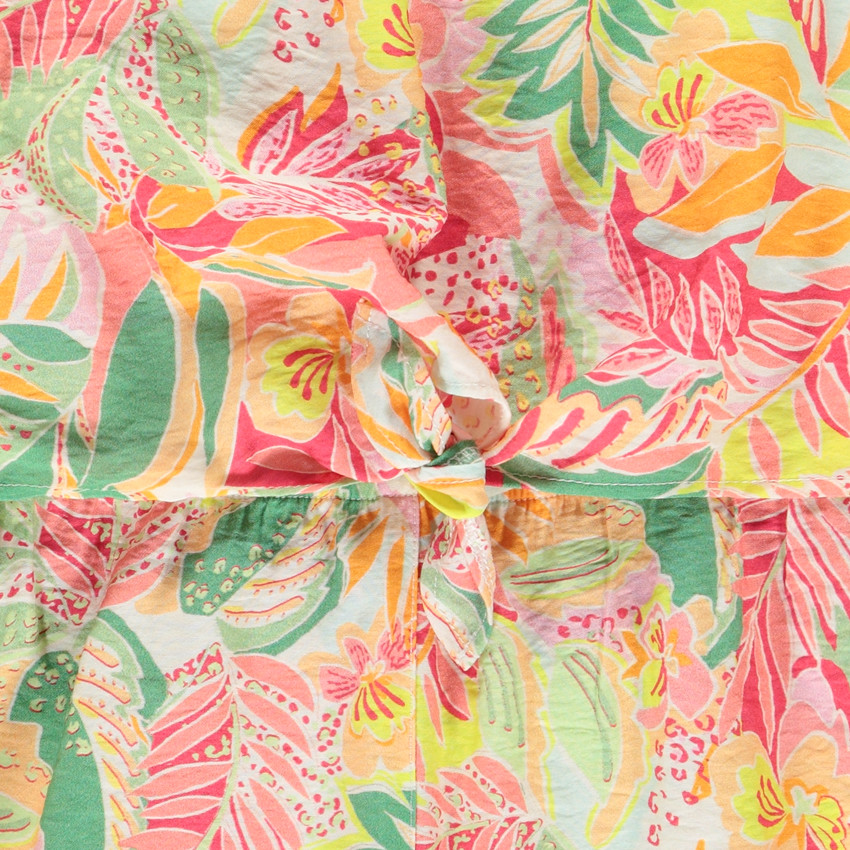 Mouwloze combi-short met tropische print voor meisjes 