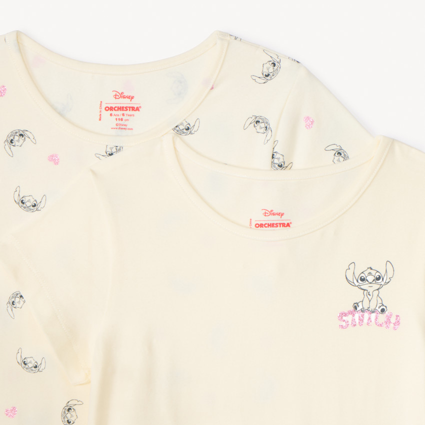 Lot de 3 maillots de corps manches courtes Stitch Disney pour fille 