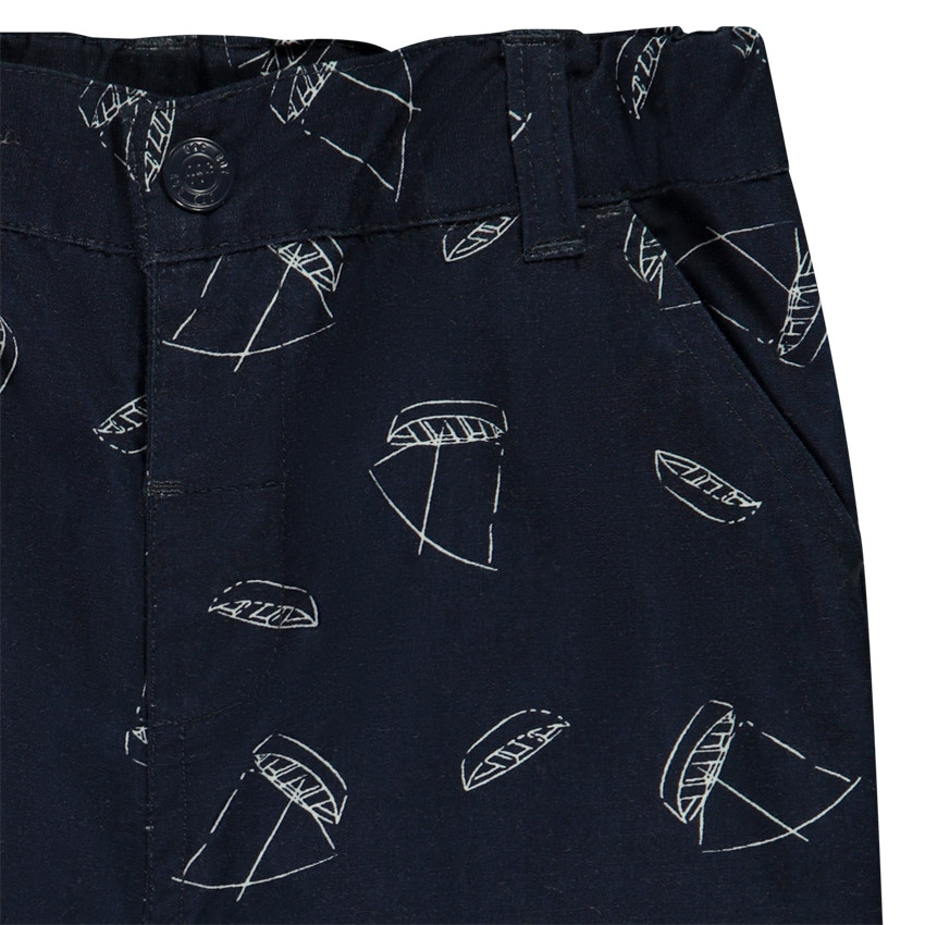 Bermuda van stof met zeilboten voor jongens 