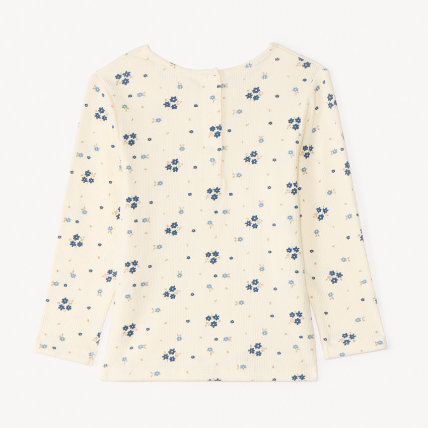 Set pyjama long côtelé imprimé fleuri pour bébé fille 