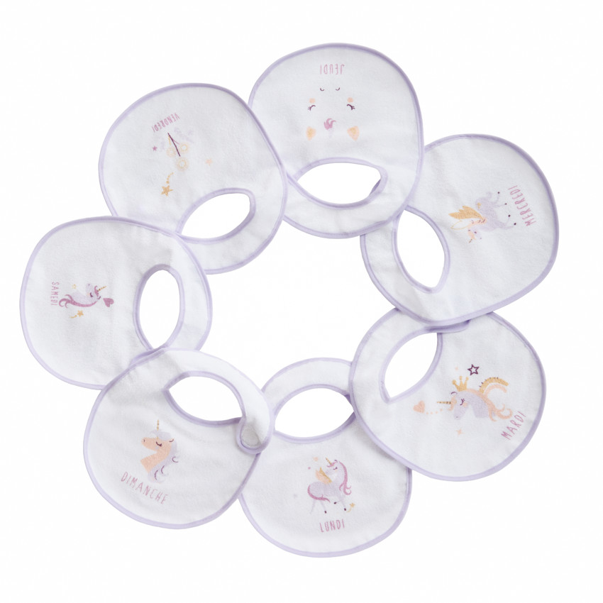Set van 7 unicorn slabbetjes 